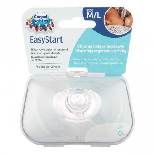 Canpol Babies EasyStart, silikonowe osłonki na piersi, rozmiar M/L, 2 sztuki