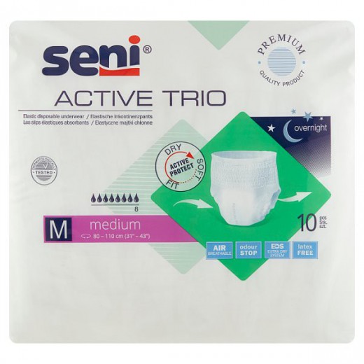 Seni Active Trio, elastyczne majtki chłonne, M, 10 sztuk