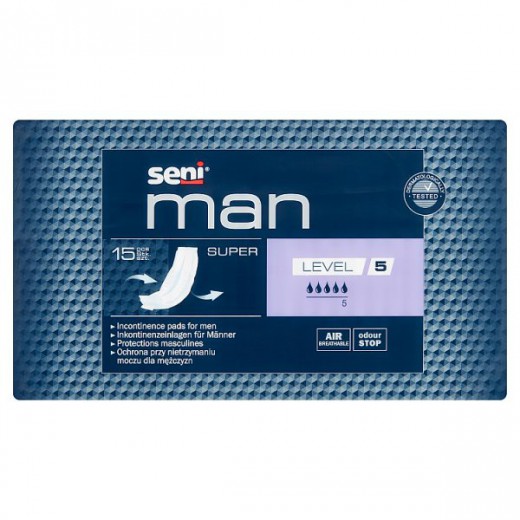 Seni Man Super, wkładki urologiczne, 9cm x 40cm, Level 5, 15 sztuk