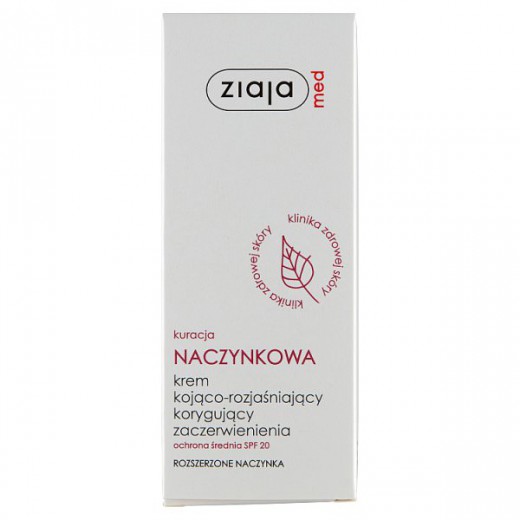Ziaja Med Kuracja Naczynkowa, krem kojąco-rozjaśniający korygujący zaczerwienienia, SPF20, 50 ml