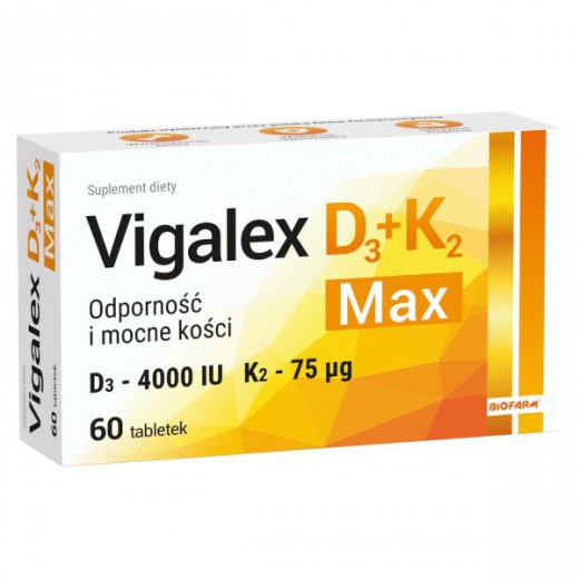Vigalex D3 + K2 Max, witamina D 4000 IU + witamina K 75 µg, 60 tabletek