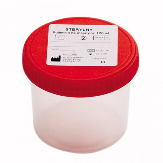 Pojemnik do analizy moczu z nakrętką, wersja jałowa, 120 ml