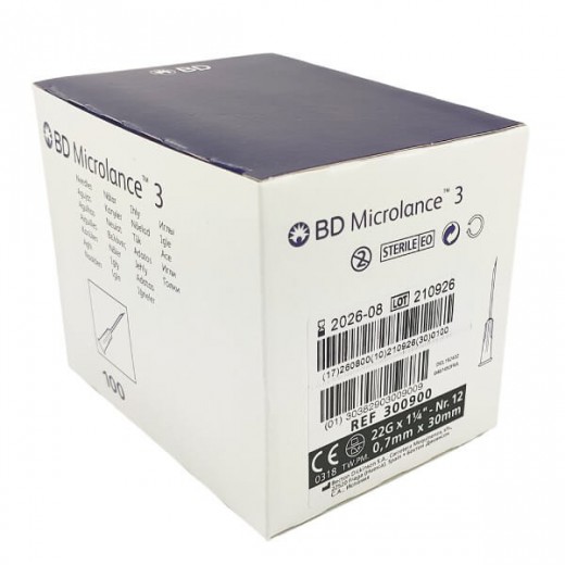 Igły jednorazowego użytku BD Microlance 3, 0,7x30mm, 100 sztuk