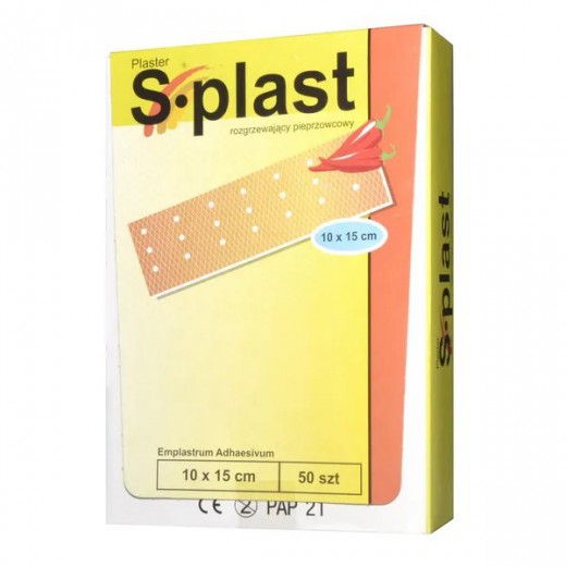 S-Plast, plaster rozgrzewający pieprzowcowy, 10cm x 15 cm, 50 sztuk