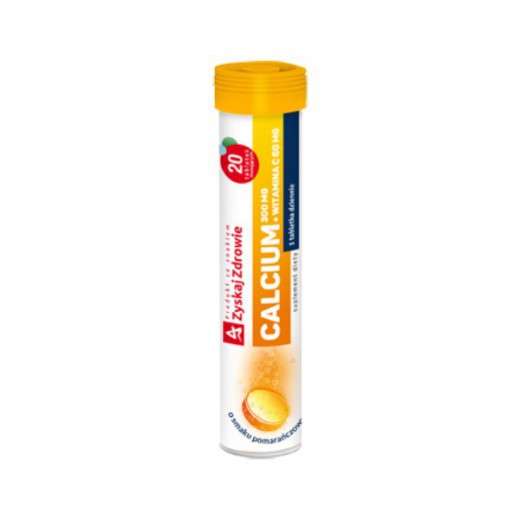 Calcium 300 mg + witamina C 60 mg pomarańczowe, 20 tabletek musujących
