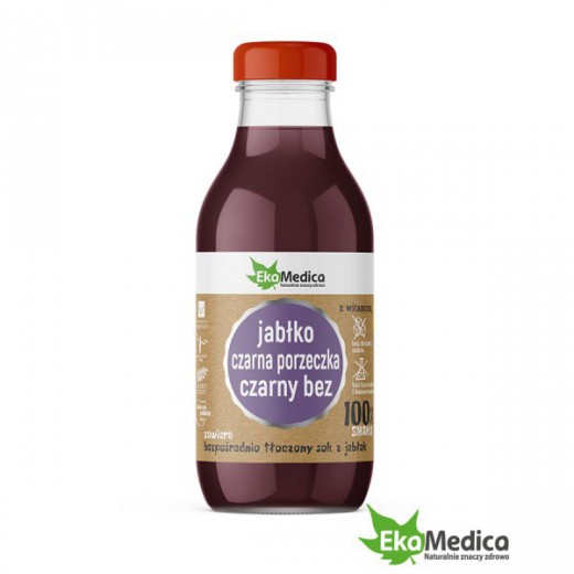 EkaMedica Sok 100% Jabłko, czarna porzeczka, czarny bez, 300ml
