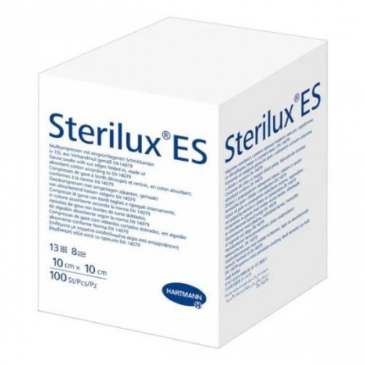 Sterilux ES, kompresy z gazy bawełnianej, niejałowe, 13-nitkowe, 8 warstw, 10cmx10cm, 100 sztuk