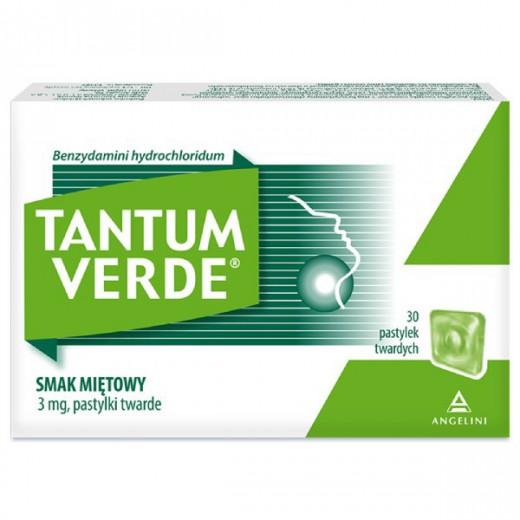 Tantum Verde 3 mg, smak miętowy, 30 pastylek