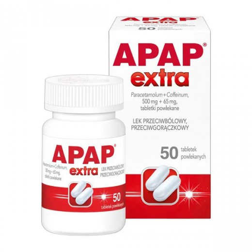 Apap Extra 500 mg + 65 mg, 50 tabletek powlekanych