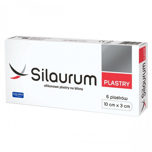Silaurum, silikonowe plastry na blizny, 10 cm x 3 cm, 6 sztuk