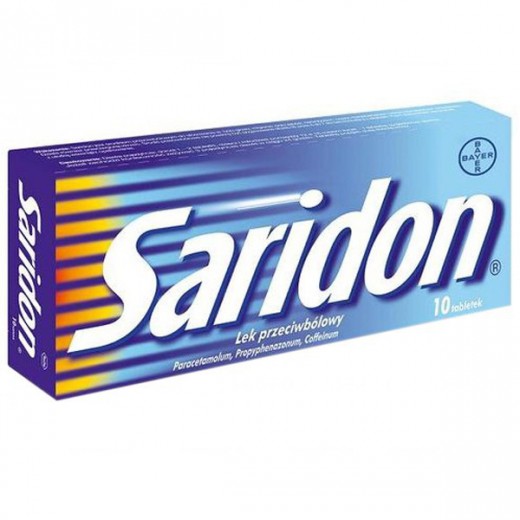 Saridon 250 mg + 150 mg + 50 mg, 10 tabletek (import równoległy Delfarma)