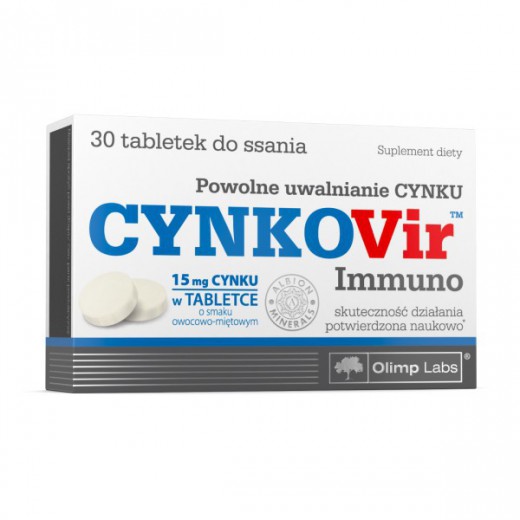 Olimp CynkoVir Immuno, cynk 15 mg, smak owocowo-miętowy, 30 tabletek do ssania