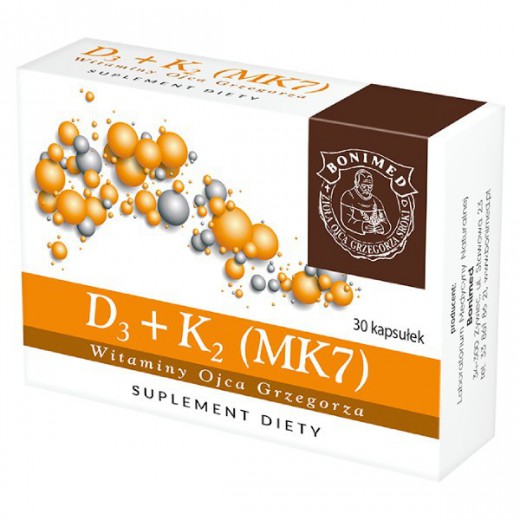 D3+K2 (MK7) Witaminy Ojca Grzegorza, 30 kapsułek