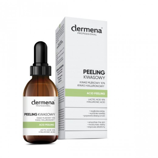 Dermena Professional, peeling kwasowy kwas mlekowy 10% + kwas hialuronowy, każdy rodzaj skóry, 20 ml