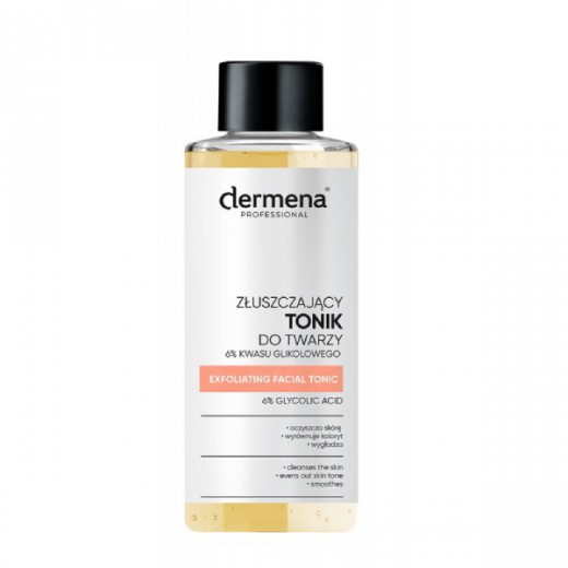 Dermena Professional, tonik złuszczający do twarzy, 6% kwasu glikolowego, każdy typ skóry, 100 ml