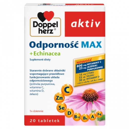 Doppelherz Aktiv Odporność Max + Echinacea, 20 tabletek