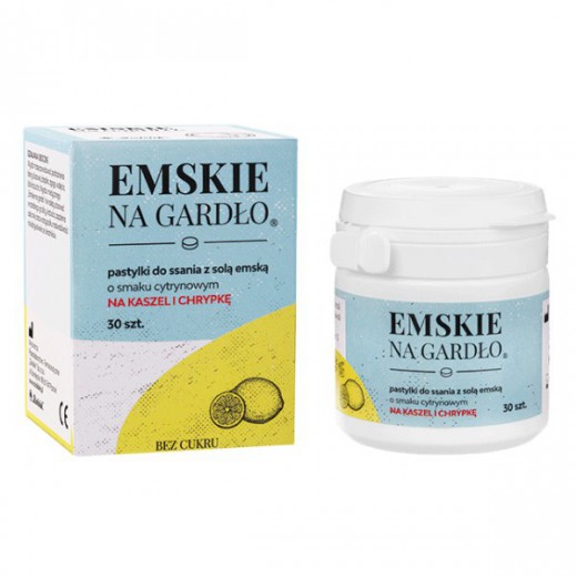 Emskie na gardło, smak cytrynowy, 30 pastylek