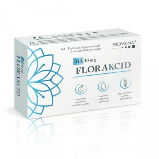 Florakcid HA 10 mg, globulki dopochwowe, 5 sztuk
