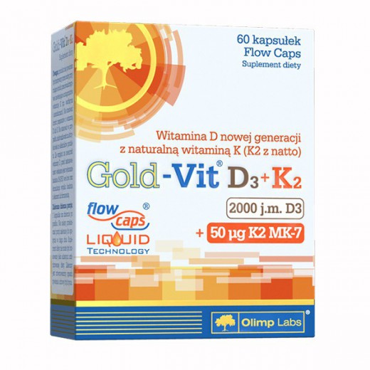 Olimp Gold-Vit D3 + K2, witamina D 2000 j.m. + witamina K 50 µg, 60 kapsułek