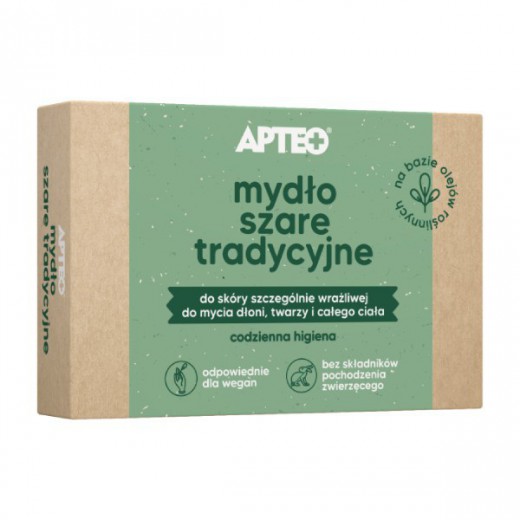 Apteo Mydło szare tradycyjne, kostka, 100g