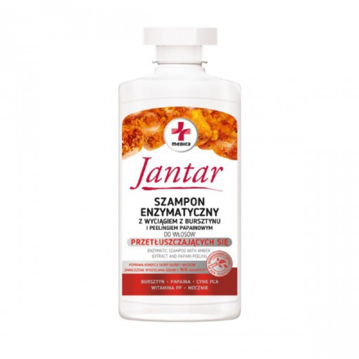 Jantar Medica, szampon enzymatyczny z wyciągiem z bursztynu do włosów przetłuszczających się, 330 ml