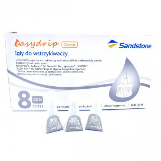 Igły do penów, Easydrip Classic, 30G, 0,30 mm x 8 mm, 100 sztuk