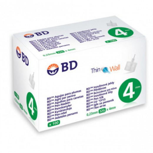 Igły BD PEN ThinWall 32G x 4mm, 100 sztuk