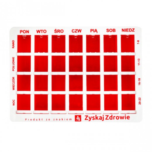 Kasetka do dawkowania leków, tygodniowa, 4 pory dnia, Zyskaj Zdrowie, 1 sztuka