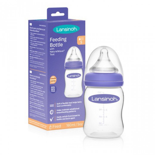 Lansinoh, butelka ze smoczkiem NaturalWave o wolnym przepływie, 160 ml
