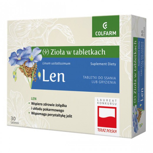 Zioła w tabletkach Len, 30 tabletek do ssania lub gryzienia