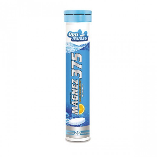 OptiMusss Magnez 375 , bez cukru, o smaku pomarańczowym, 20 tabletek musujących