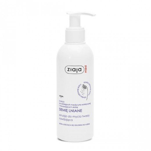 Ziaja Med Siemię Lniane, nawilżająca emulsja do mycia twarzy, skóra łuszcząca się i skłonna do alergii, 190 ml