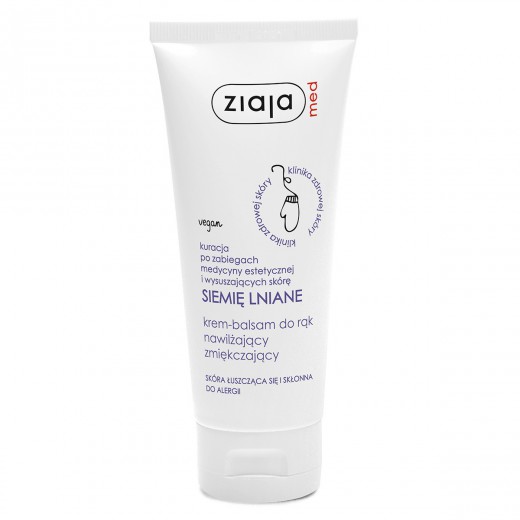 Ziaja Med Siemię Lniane, nawilżająco-zmiękczający krem-balsam do rąk, skóra łuszcząca się i skłonna do alergii, 100 ml