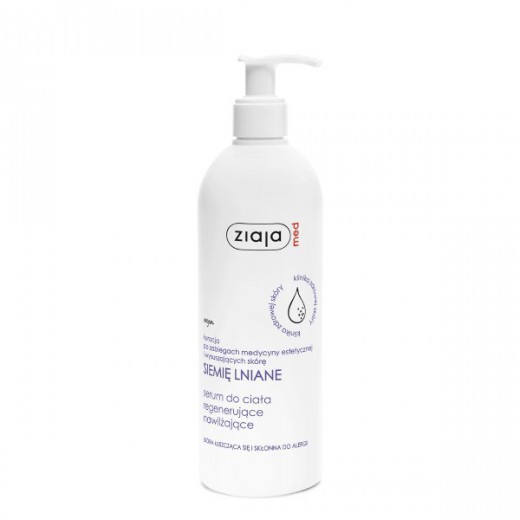 Ziaja Med Siemię Lniane, regenerująco-nawilżające serum do ciała, skóra łuszcząca się i skłonna do alergii, 400 ml