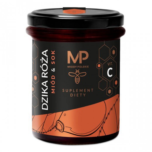 Miody Polskie Miód & Sok Dzika Róża + Vit. C, 250 g