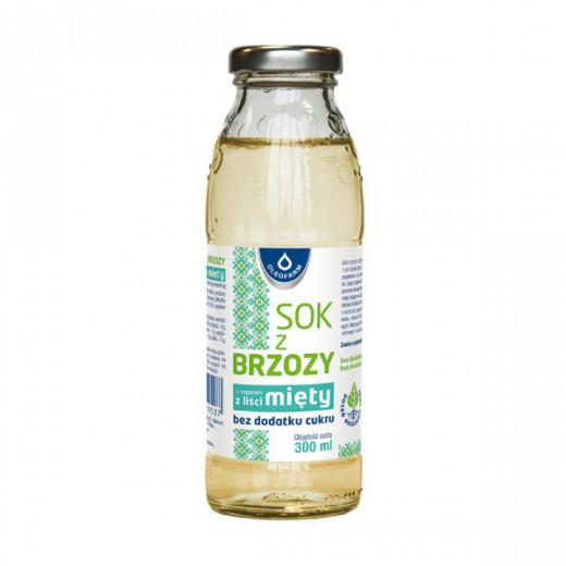 Oleofarm Sok z brzozy z naparem z liści mięty, bez dodatku cukru, 300 ml