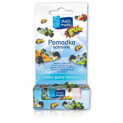Skarb Matki, Pomadka ochronna z filtrem UV, Boy, smak gumy balonowej, 6,5 g