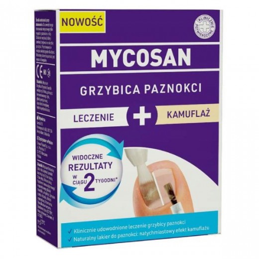 Zestaw Mycosan Grzybica paznokci Leczenie, 5ml + Kamuflaż (lakier), 8ml