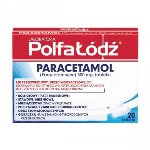 Laboratoria Polfa-Łódź Paracetamol 500mg, 20 tabletek