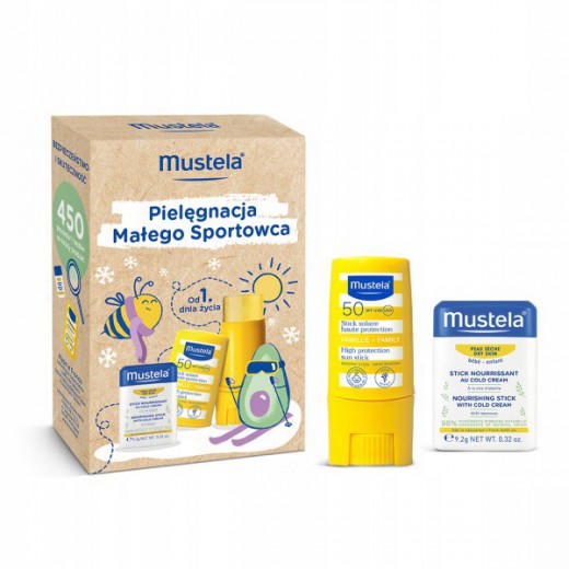 Mustela Zestaw Pielęgnacja małego sportowca, sztyft Cold Cream, 9,2g + sztyft Sun, 9 ml