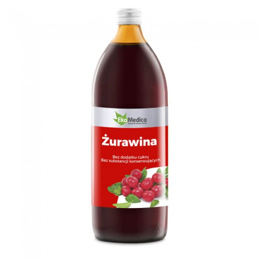 Żurawina, sok 100%, EkaMedica, 1000ml