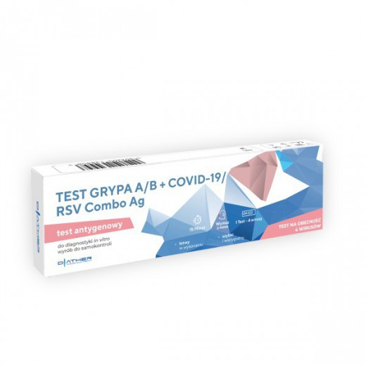 Diather Test Grypa A/B + COVID-19/RSV Combo Ag, test antygenowy na obecność 4 wirusów, 1 sztuka