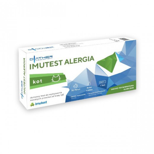 Diather Imutest Alergia Kot, domowy test do wykrywania swoistych przeciwciał klasy IgE, 1 sztuka