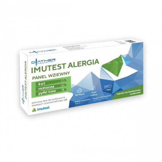 Diather Imutest Alergia Panel Wziewny Mix, domowy test do wykrywania swoistych przeciwciał klasy IgE, 1 sztuka