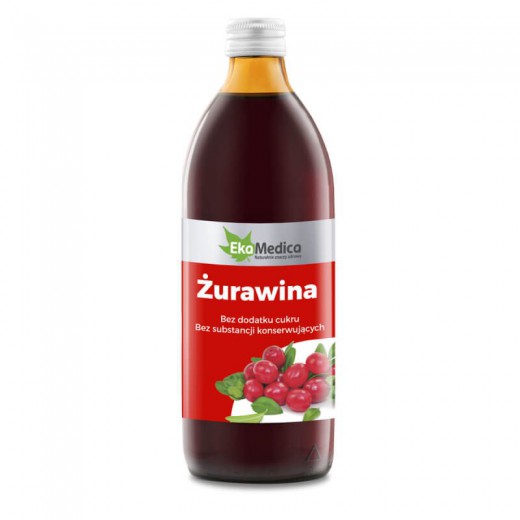 Żurawina 100%, sok z żurawiny wieloowocowej, EkaMedica, 500ml