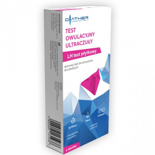 Diather Test owulacyjny ultraczuły płytkowy, 5 sztuk