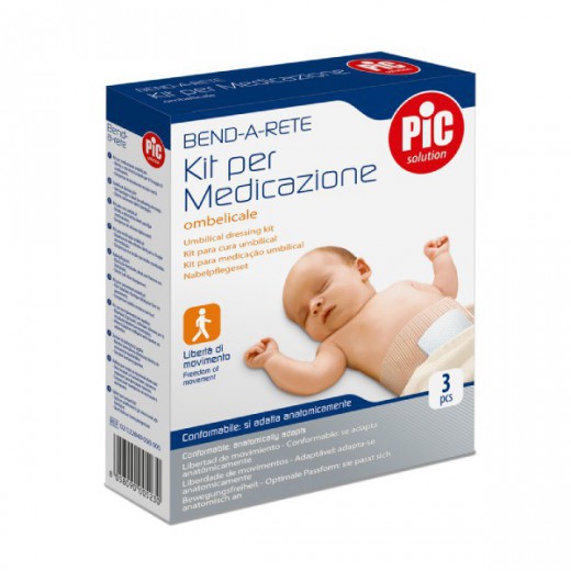 Pic Bend-a-rete, Elastyczna siatka opatrunkowa do pępka noworodka, 3 sztuki