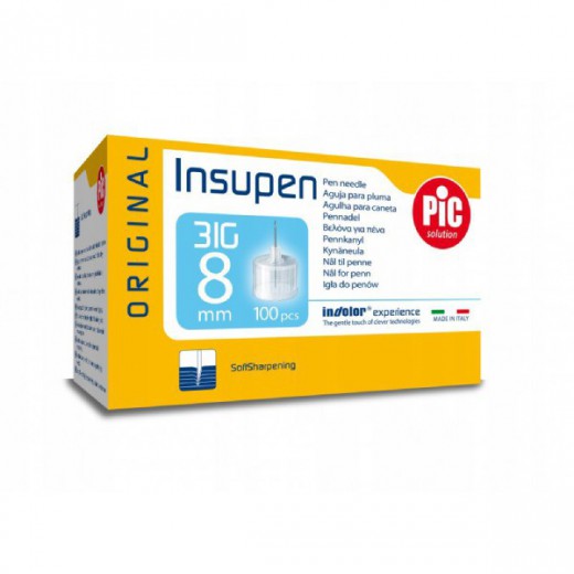 Pic Solution Insupen, igły do penów insulinowych, 31G (0,25 mm) x 8 mm, 100 sztuk