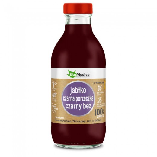 Jabłko Czarna Porzeczka Czarny Bez, sok 100%, EkaMedica, 300ml