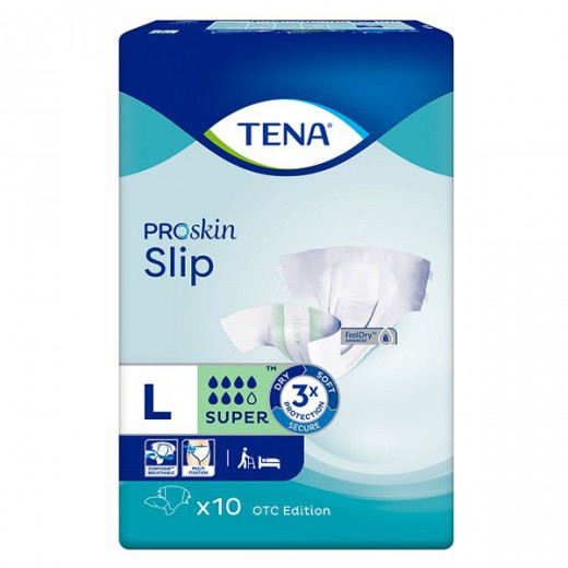 Tena Slip ProSkin, pieluchomajtki OTC Edition, rozmiar L, Super, 10 sztuk